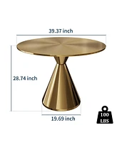 Boyel Living Round Gold Stainless Steel Dining Table