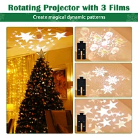 Yescom 2 Pack Christmas Tree Topper Star,3D Snowflake Rotating Projector,Led Lights,Golden Star Xmas Party Holiday Decorations
