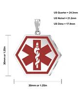 Drs, Inc. 925 Sterling Silver Hexagon Red Medical Pendant, 1.25 inch