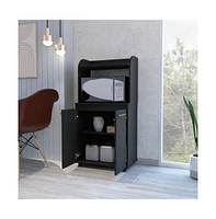 Depot E-Shop Lucca Kitchen Cart, Double Door Cabinet, One Open Shelf, Two Interior Shelves