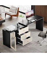 Tribesigns L Shaped Computer Desk with Drawers, Modern Corner Home Office Reversible Storage Cabinet, Long Study Writing Workstation fo