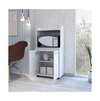 Depot E-shop Lucca Kitchen Cart, Double Door Cabinet, One Open Shelf, Two Interior Shelves