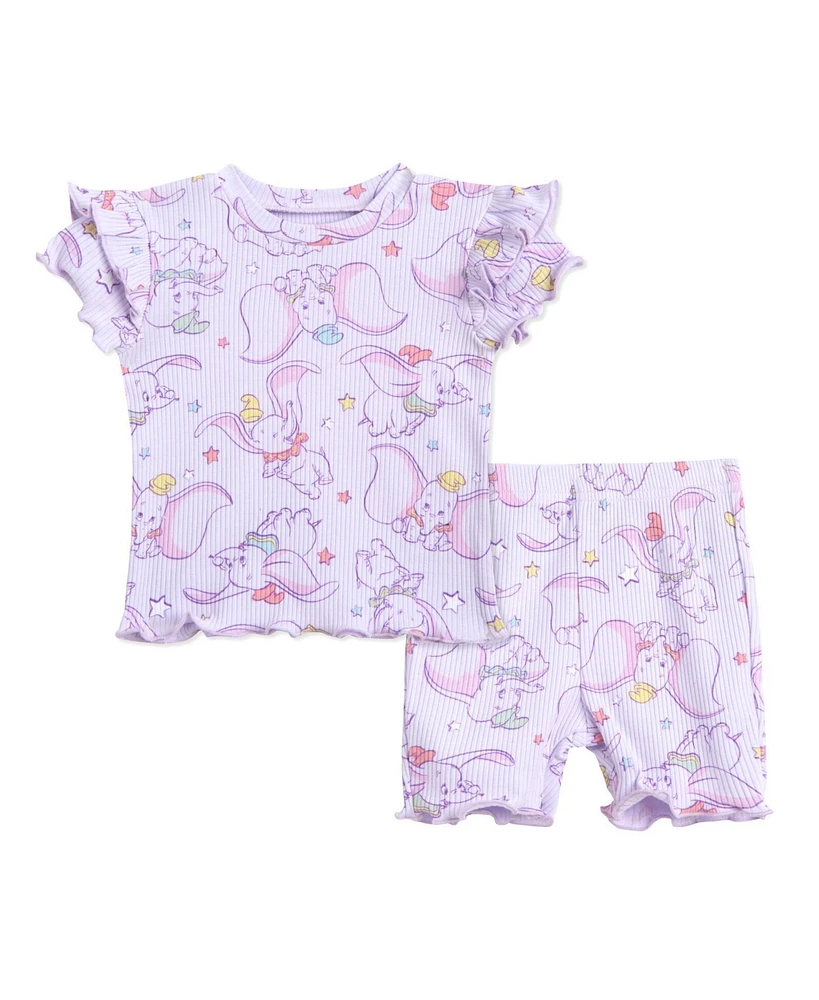 Bambi Baby Girls Disney Winnie the Pooh Minnie Mouse Lilo & Stitch Peplum T-Shirt and Bike Shorts Outfit Set Newborn to