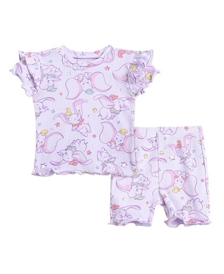 Bambi Baby Girls Disney Winnie the Pooh Minnie Mouse Lilo & Stitch Peplum T-Shirt and Bike Shorts Outfit Set Newborn to
