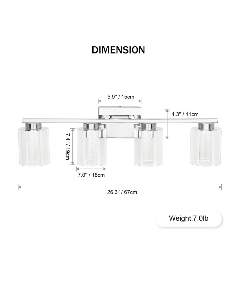 gaomon 4-Light Bathroom Light Fixtures, Chrome Bathroom Vanity Light