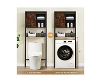 gaomon Over The Toilet Storage Cabinet, Bathroom Above Toilet Storage Wood Cabinet With Sliding Barn Door, Large Capacity, Brown