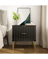 Boyel Living 2-Drawer Nightstand with Metal Base