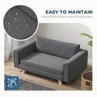 Streamdale Furniture Raised Dog Sofa, Elevated Pet Sofa for Small and Medium Dogs with Removable Seat and Back Cushions, Anti-Slip Pads, Gray