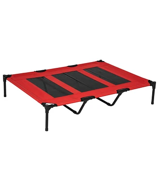 48" x 36" Elevated Breathable Dog Bed Portable Pet Cot w/ Carry Bag Metal Frame Breathable Mesh Indoor and Outdoor Red