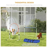 Simplie Fun 3 Piece Dog Agility Training Equipment Set, Dog Obstacle Course with Adjustable Height Jumping Ring and Hurdle, Spray Water Tube, Carry Ba