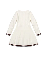 Hope & Henry Baby Girls Organic Long Sleeve Schoolgirl Cable Sweater Dress