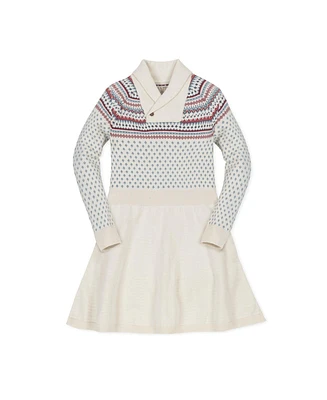 Hope & Henry Toddler Girls Organic Shawl Collar Fair Isle Sweater Dress