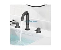 gaomon Bathroom Sink Faucet,Bathroom Faucet 3 Hole with Stainless Steel Pop Up Drain and cUPC Lead-Free Hose