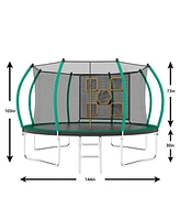 Simplie Fun 12FT Trampoline, Outdoor Trampolines for Kids and Adults, Recreational Trampoline with Enclosure Net & Ladder, Round Trampoline Astm Appro