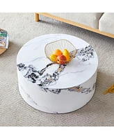 Streamdale Furniture The cylindrical table with its patterned design can be easily integrated into a variety of interior styles, from coffee tables to