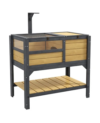 Streamdale Furniture Tortoise Habitat with Shelf Storage, Tortoise Enclosure with Weather Protection, Tortoise Gift Accessory, Reptile Enclosure with