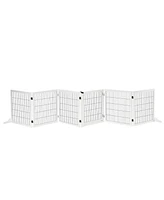 Wooden Dog Gate, 170" Freestanding Pet Gate, 6-Panel Foldable Dog Safety Barrier with 2 Support Feet for House Doorway Stairs, Small and Medium D