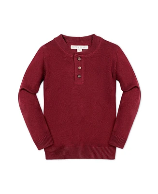 Hope & Henry Boys Organic Long Sleeve Henley Pullover Sweater with Elbow Patches