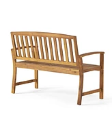 Simplie Fun Durable Acacia Wood Bench For Outdoor Comfort And Style