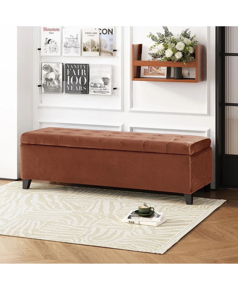 Streamdale Furniture Luxurious Velvet Ottoman with Lift-Top Storage and Button-Tufted Style