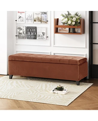 Streamdale Furniture Luxurious Velvet Ottoman with Lift-Top Storage and Button-Tufted Style