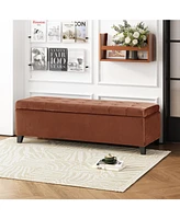 Streamdale Furniture Luxurious Velvet Ottoman with Lift-Top Storage and Button-Tufted Style