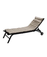 2PCS Set Outdoor Lounge Chair Cushion Replacement Patio Funiture Seat Cushion Chaise Lounge Cushion-khaki