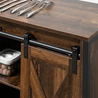 Industrial Sideboard Buffet Cabinet, Coffee Bar Cabinet, Kitchen Cabinet with Sliding Barn Doors, Storage Cabinets and Adjustable Shelves for Living R