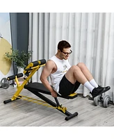Adjustable Hyper Extension Dumbbell Weight Bench, Foam Leg Holders, Exercise Abs, Arms, Core, Strength Workout Station for Home Gym, Yellow