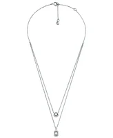 Michael Kors Sterling Silver Halo Double Layer Necklace