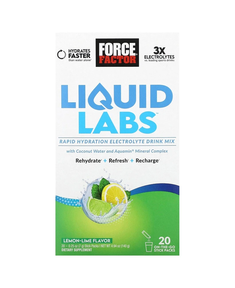 Force Factor Liquid Labs Rapid Hydration Electrolyte Drink Mix Lemon