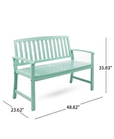 Simplie Fun Farmhouse-Style Acacia Wood Bench In Light Mint