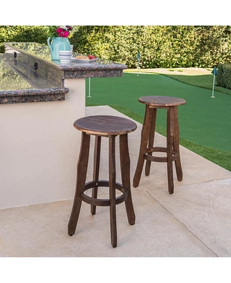 Simplie Fun Acacia Wood Barstools: Stylish, Durable, Outdoor-Ready (Set Of 2)