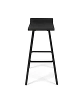 Simplie Fun Bidwell Acacia Wood And Iron Bar Stools With Footrests