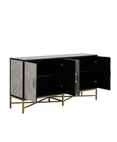 Distinctive Features of Four-Door Sideboard with Metal and Cross-Leg Design, Suitable for Living Rooms