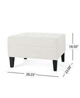 Simplie Fun Plush Ottoman with Birch Legs for Comfort and Style