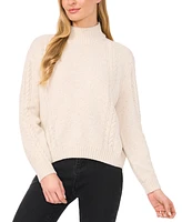 CeCe Women's Mock Neck Cable-Knit Drop-Shoulder Sweater