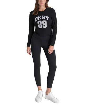 Dkny Women's Distressed 1989 Logo Crewneck Top