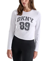 Dkny Women's Distressed 1989 Logo Crewneck Top