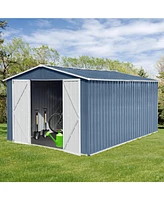 Streamdale Furniture Metal garden sheds 10ftx12ft outdoor storage sheds blue