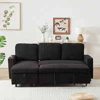 78.7" Comfortable Corduroy L-Shaped Combo Sofa Bed, Living Room Furniture Set for Tight Spaces, Reversible Sleeper Combo Sofa with Pullout Bed, R