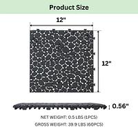 12 x 12 Inch Black Interlocking Deck Tiles Plastic Waterproof Outdoor All Weather Anti-slip Bathroom Shower Balcony Porch Strong Weight Capacity Upto