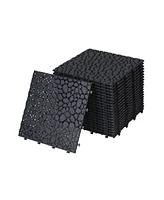 Simplie Fun 12 x 12 Inch Black Interlocking Deck Tiles Plastic Waterproof Outdoor All Weather Anti