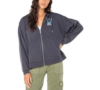 Roxy Juniors' Lineup Fleece Logo Oversized Zip Hoodie