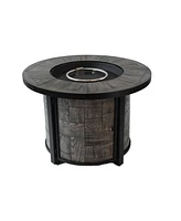 Outdoor Propane Fire Pit, Square Stonecrest Gas Fire Pit for Outside Patio, Concrete Propane Fire Table 50,000 Btu Gas Fire Pit w Lava Rocks, Waterpro