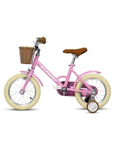 Streamdale Furniture Kids'Bike Girls Bike 14 Inch Wheels,1-Speed Child Bicycles For 2-4 Years, With Removable Training Wheels Baby Toys, Front V Brake