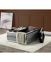 Simplie Fun Noralie Ottoman W/Storage Mirrored & Faux Diamonds