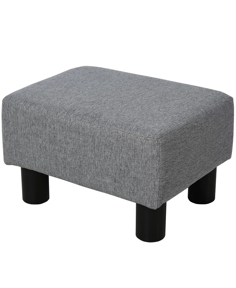 Simplie Fun Ottoman Foot Rest, Small Foot Stool with Linen Fabric Upholstery and Plastic Legs, Cube Ottoman for Living Room, Gray