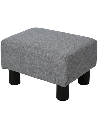 Streamdale Furniture Ottoman Foot Rest, Small Foot Stool with Linen Fabric Upholstery and Plastic Legs, Cube Ottoman for Living Room, Gray