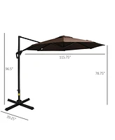 Simplie Fun 10ft Offset Patio Umbrella with Base, Hanging Aluminum and Steel Cantilever Umbrella with 360 Rotation, Easy Tilt, 8 Ribs, Crank